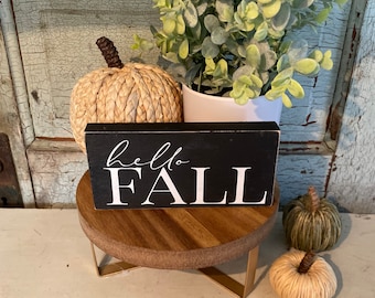 Hello fall mini block sign, hello fall, fall tiered tray decor, fall tiered tray sign, fall decor, fall farmhouse sign, fall sign