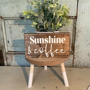 Sunshine and coffee wood sign, tiered tray sign, coffee bar sign, coffee lover gift, summer sign, tiered tray coffee decor, farmhouse coffee