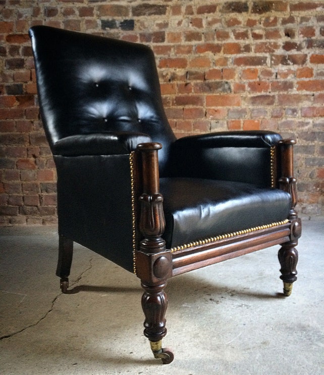 Antique Library Chair Lounge Club Leather Mahogany William IV Etsy image 0 - Antique Library Chair Lounge Club Leather Mahogany William IV Etsy