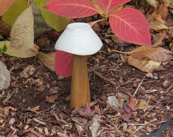 Repurposed Glass MUSHROOM ART for Garden or Home, Upcycled