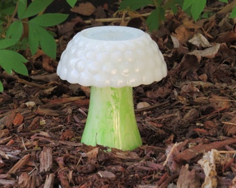 Upcycled Glass Mushroom Art, Repurposed Glass Decor for Home or Garden