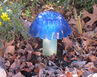 Upcycled Glass MUSHROOM ART for Garden or Home, Repurposed