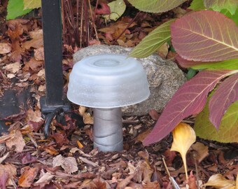 Repurposed Glass MUSHROOM ART for Garden or Home, Upcycled