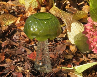Upcycled Glass MUSHROOM ART for Garden or Home, Repurposed