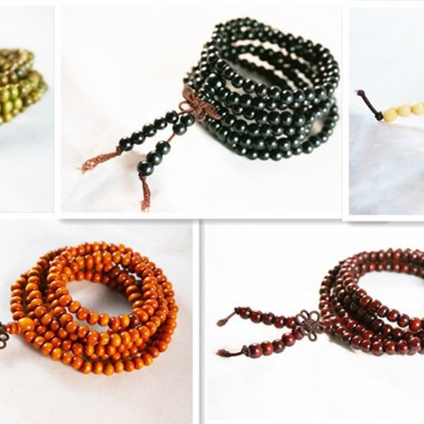 216 Round 6mm Sandalwood Buddhist Prayer Beads Mala Bracelet various color