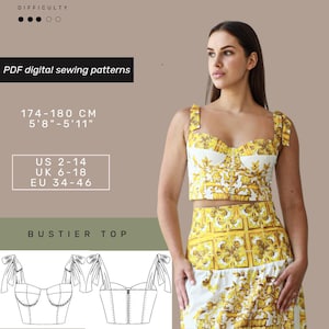 Bustier sewing pattern|Corset pattern|PDF Digital Sewing Pattern| US 2-14|Bodice pattern| Corset Top Pattern