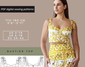 Bustier sewing pattern|Corset pattern|PDF Digital Sewing Pattern| US 2-14|Bodice pattern| Corset Top Pattern