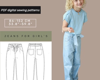Children's Straight Jeans | Jeans PDF Pattern | Jeans Pattern 2-14 years| Pattern PDF
