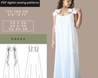 Basic Maxi dress pattern | Sundress pattern for women | US 2-26 | Easy wedding maxi dress sewing pattern | Linen dress | PDF Sewing pattern