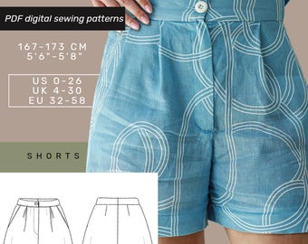 Summer Shorts Pattern | Women Shorts Pattern | Beginner Shorts | Classic shorts pattern | High Waist Wide Leg Shorts | US 0-26