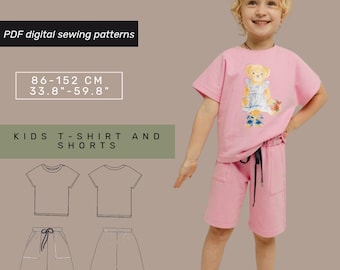 Toddler Clothing Set - Shorts and T-shirt Sewing Pattern | Bermuda and Shorts Kids PDF Pattern  | Sewing Pattern with tutorial  | Beginner
