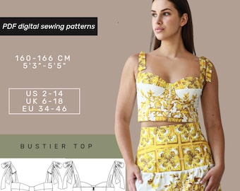 Bustier sewing pattern|Corset pattern|PDF Digital Sewing Pattern| US 2-14|Bodice pattern| Corset Top Pattern