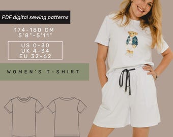 Women's T-Shirt  Sewing Pattern | XXS-5XL | Tshirt PDF Sewing Pattern and tutorial | Women Sewing Pattern | Instant Download |