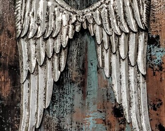 RAINBOW Gold /& Silver Angel Wings Wall Cross