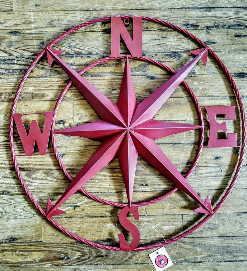 Compass Rose Metal Wall Decor 2 Feet In Diameter Indoor Or Outdoor North South East West Directional Star