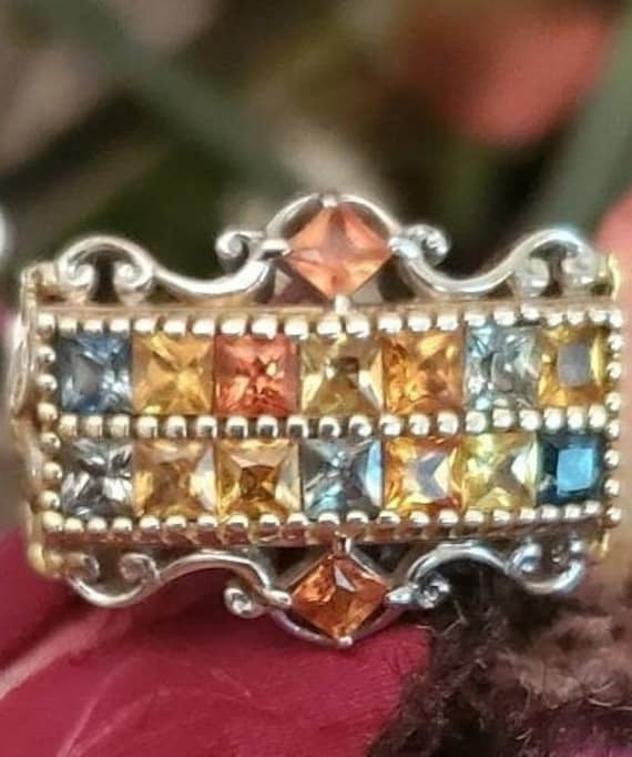 Stunning multicolored gem statement ring estate j… - image 1