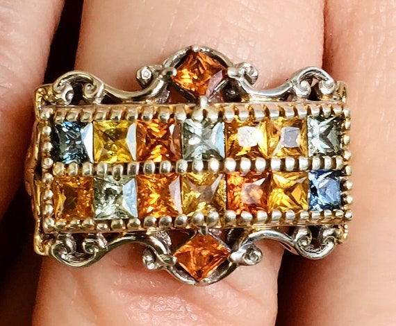 Stunning multicolored gem statement ring estate j… - image 5