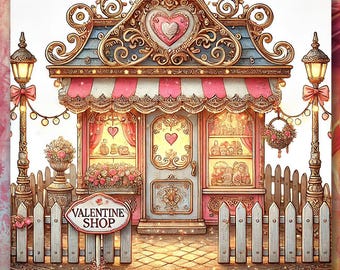 Valentines Shops Clipart Set 2 Scrapbooking art backgrounds clipart cut outs
