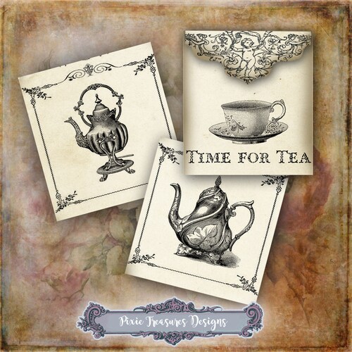Printable Vintage Tea Bags Shabby Chic Envelopes Botanical Etsy