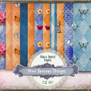 Paper Diamond Design Papers Papiers imprimables bleu et abricot