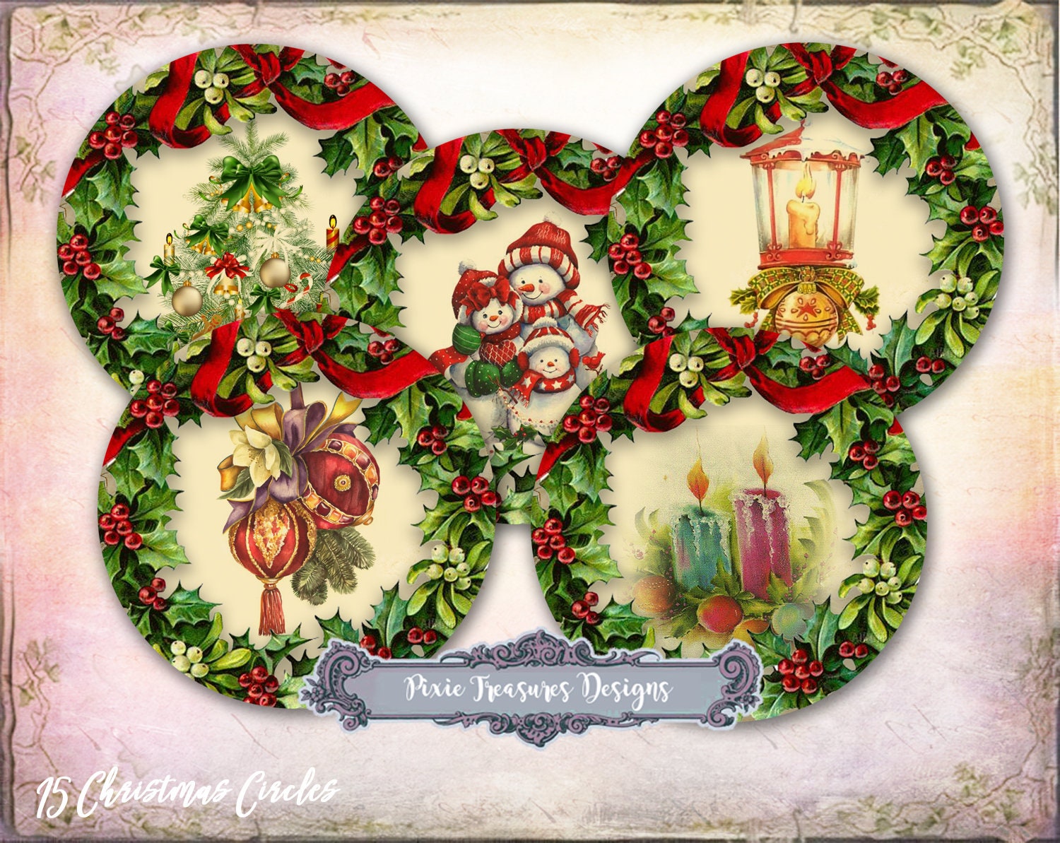 15 Christmas Circles Printables - Etsy