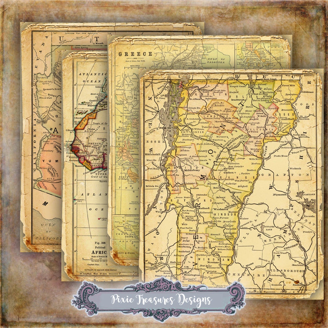10 Printable Vintage Map Papers - Etsy
