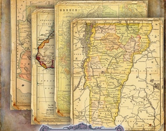 10 Printable Vintage Map Papers