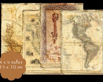 12 Printable Vintage Map Background Tags