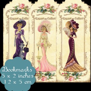 8 Printable Vintage Elegance Lesezeichen Set 2