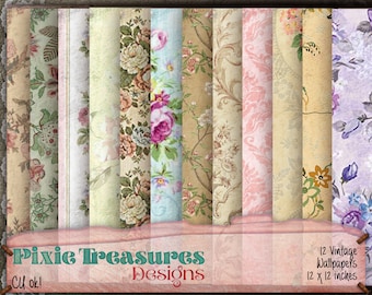 12 Printable Vintage Wallpaper Papers