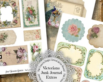 Victoriana Junk Journal Extras: Tags, Pockets, Embelishments etc