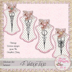 4 Printable Vintage Scissor Tags