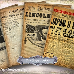 Printable Vintage Newspaper Papers Set 2