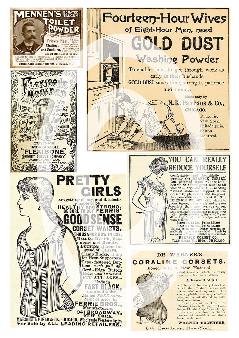 3 Printable Sheets Vintage Advertisements - Etsy