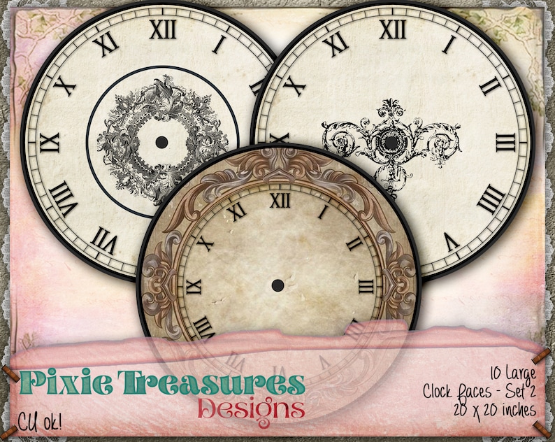 Large Printable Clock Faces Set 1 Etsy