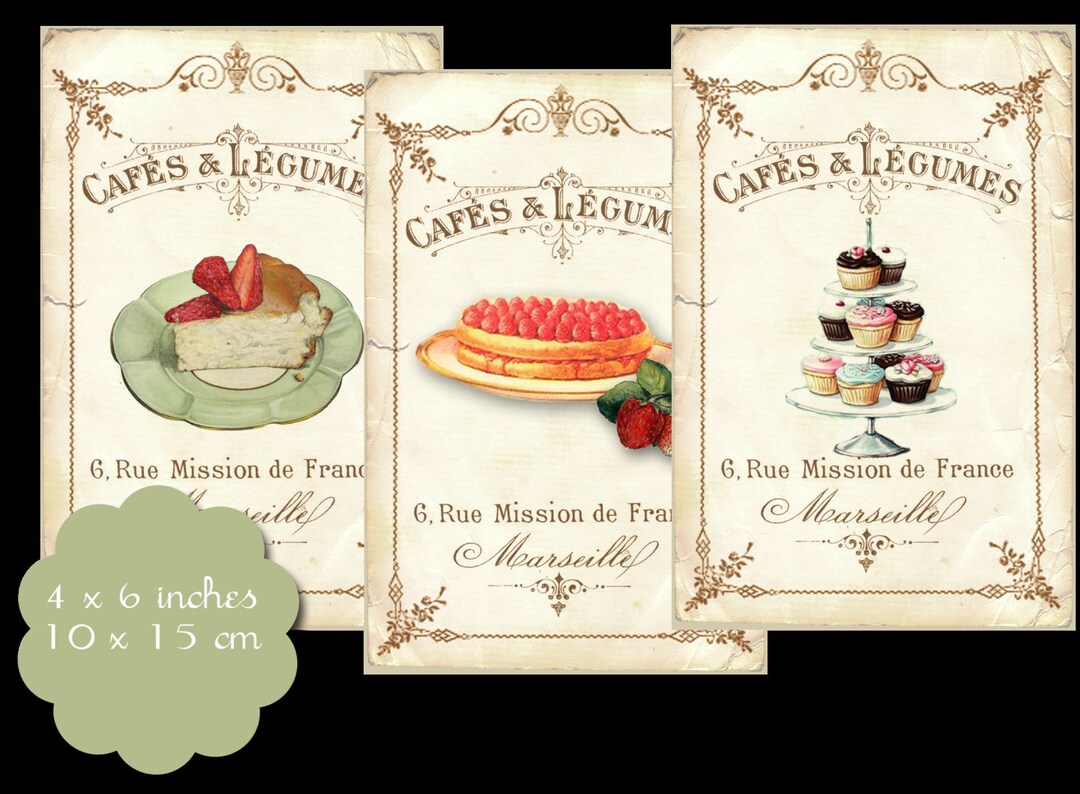8 Printable Vintage Cafe Tags - Etsy