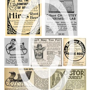 3 Printable Sheets Vintage Advertisements - Etsy