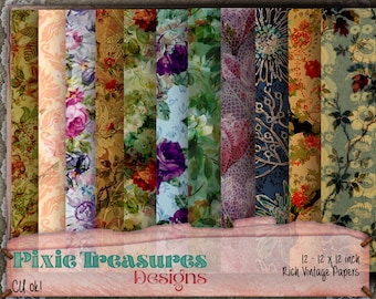 12 Rich, Printable Vintage Wallpaper Papers