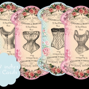 6 afdrukbare vintage kant- of lintkaarten