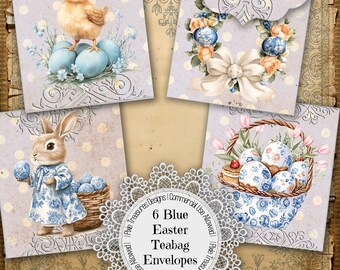 6 Blue Easter Teabag Envelope Printables