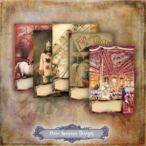 10 Printable Pink Circus Ephemera Tags