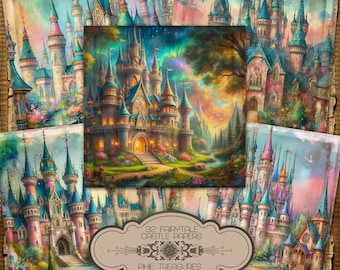 Fairytale Castle Scrapbook Paper, Fantasy Kingdom Printable (PDF)