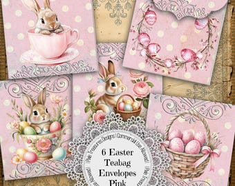 6 Pink Easter Teabag Envelope Printables