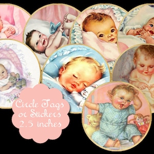 8 círculos de bebé vintage imprimibles