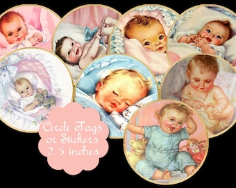 8 Printable Vintage Baby Circles