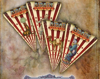 12 Printable Vintage Circus Banner Flags