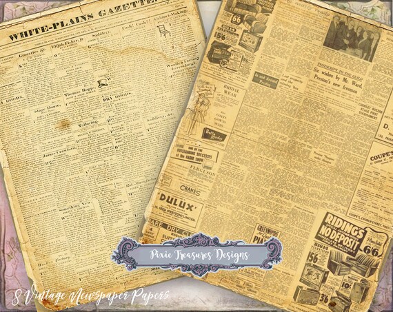 8 Printable Vintage Newspaper Papers - Etsy