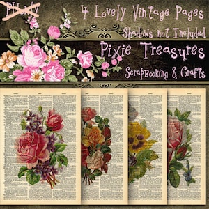 4 Printable Vintage Altered Book Pages