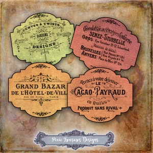 Printable Vintage French Labels Collage Sheet