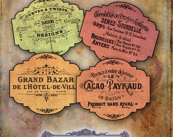 Printable Vintage French Labels Collage Sheet